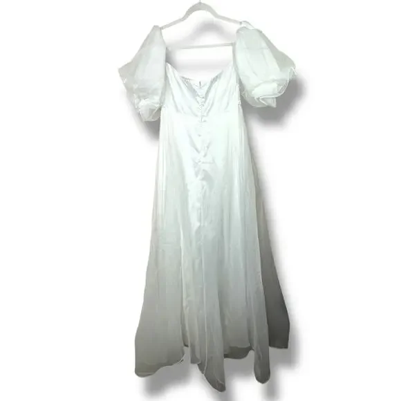 Lulus True Excellence White Bustier Sweetheart Off-The-Shoulder Gown Dress Large - Picture 7 of 10